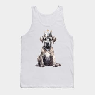 Watercolor Great Dane Dog Wearing a Crown Tank Top